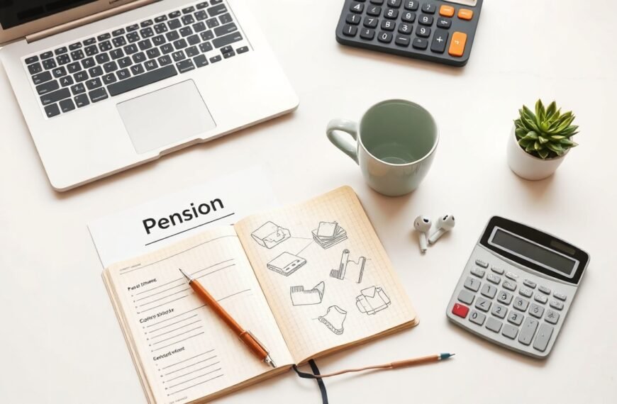 경제혁신 연금 - flat lay of pension document and calculator on white desk, economic innovation pension reform concept 2026
