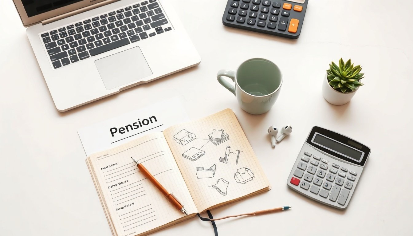 경제혁신 연금 - flat lay of pension document and calculator on white desk, economic innovation pension reform concept 2026