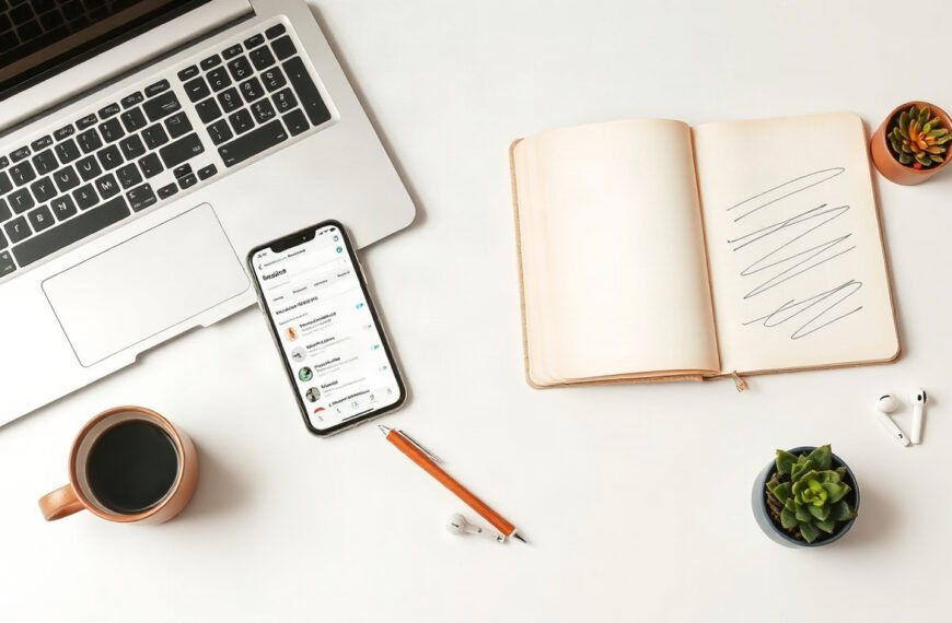 스마트스토어 - flat lay of smartphone and laptop showing Naver Smartstore dashboard on white desk, online shopping startup concept