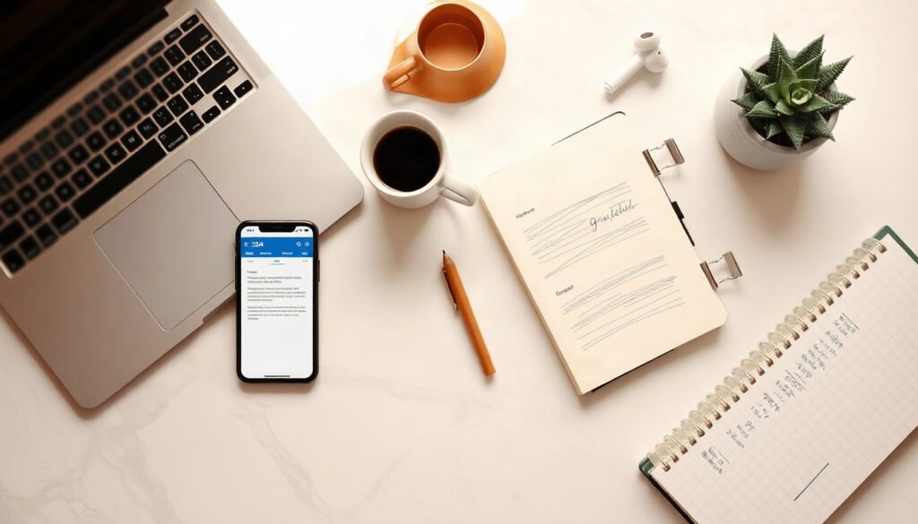 정부24 - flat lay of Korean government support documents and smartphone showing gov24 website on white desk, government subsidy concept