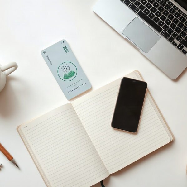 청년도약계좌 - flat lay of Korean savings account booklet and smartphone on white desk, youth savings support policy concept