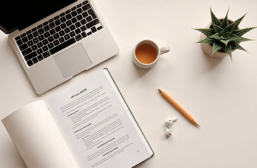더밸류 브리핑 - flat lay of official government documents and financial report on white desk, public institution support policy briefing concept