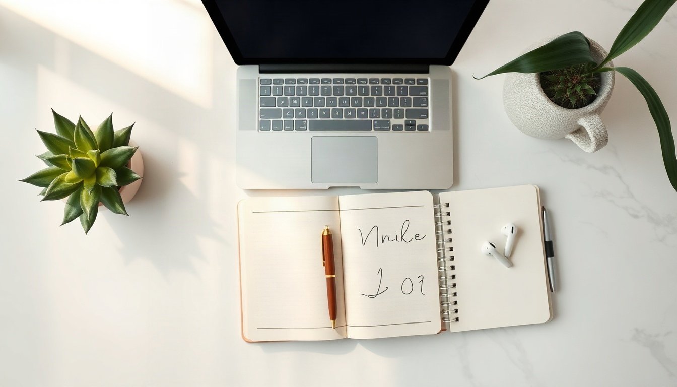 충남신보 월의 - Korean young male entrepreneur upper body shot with face visible, smiling while reviewing business documents at desk, youth startup support program concept, natural hands