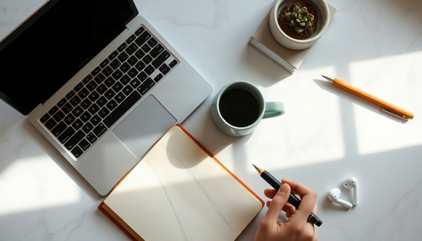 AI 비서 - Korean professional upper body shot with face visible, sitting at desk reviewing AI assistant responses on laptop screen, natural hands, bright modern office