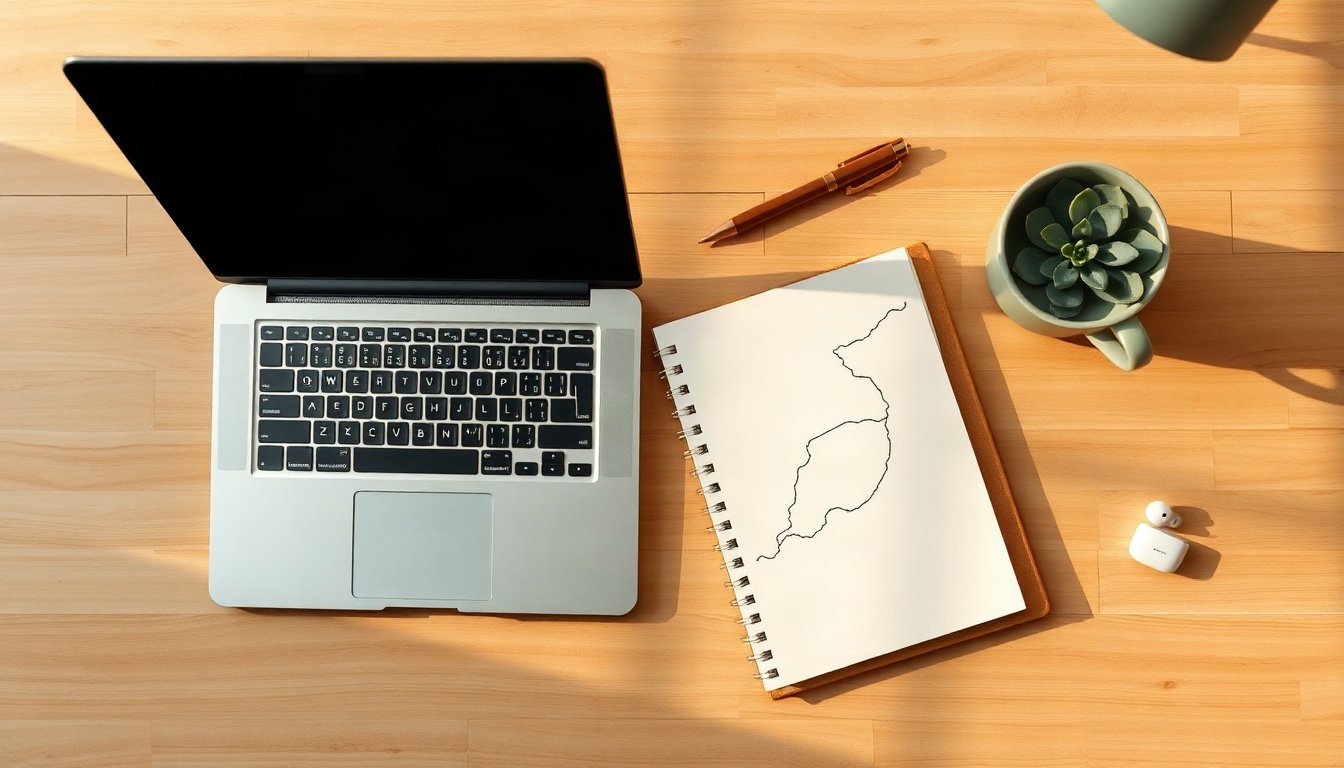 로컬 바꿀 - flat lay of local community map and notebook on wooden desk, youth local change policy concept