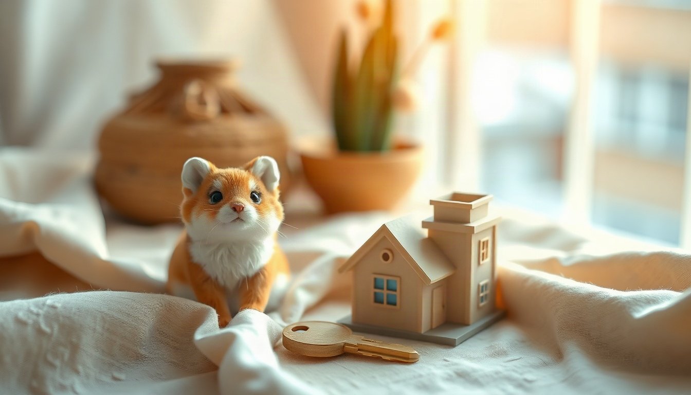 주택청약 - flat lay of Korean apartment complex miniature model with house key and application form, housing subscription 2026 concept, overhead view
