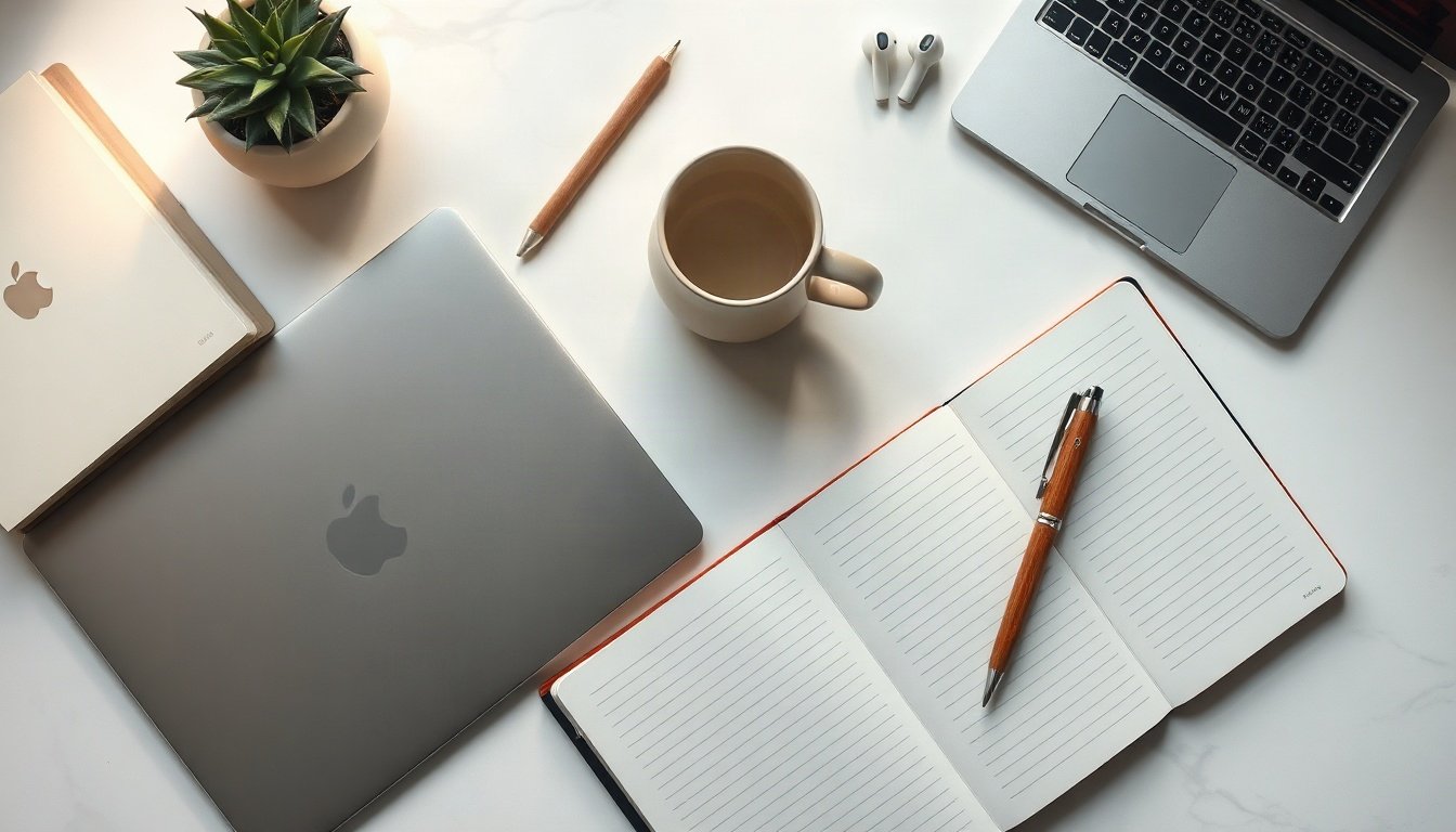 신용보증기금 우리은행 - flat lay of business documents, Korean government support fund and startup concept, notebook and pen on white desk