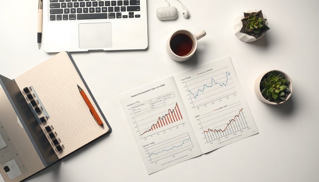 칼럼 미래대응기금 - flat lay of Korean government policy documents and financial charts on white desk, national future fund concept