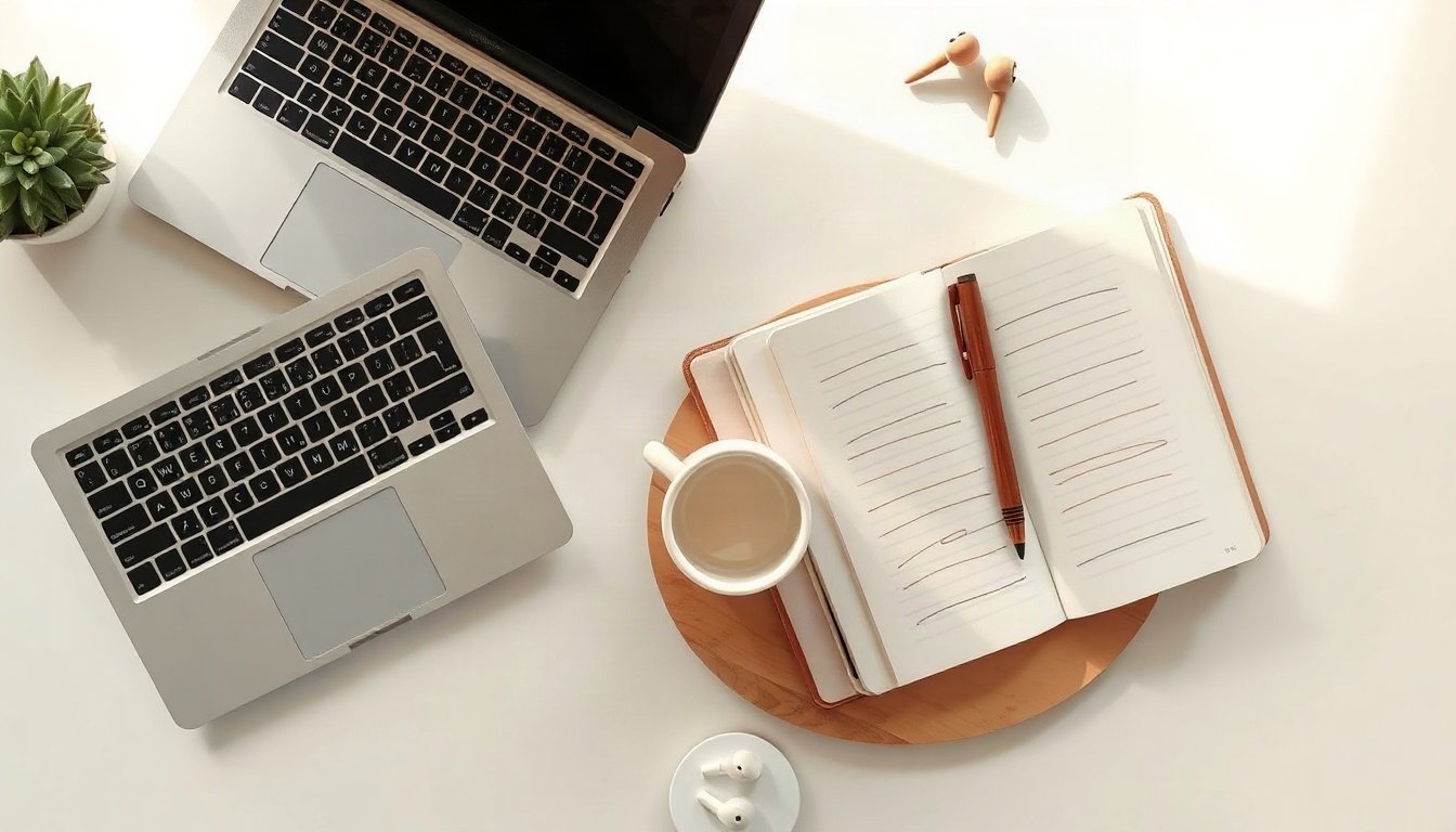 4대보험 - Korean small business owner upper body shot with face visible, reviewing 4dae boheom social insurance documents on laptop in office, natural hands