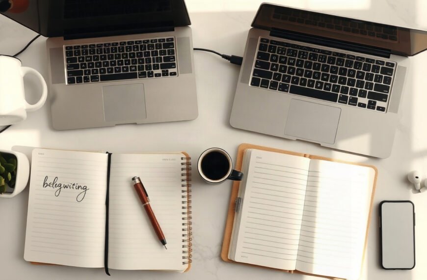 블로그 글쓰기 - Korean man upper body shot with face visible, analyzing blog writing keyword search intent on laptop screen in bright home office, natural hands
