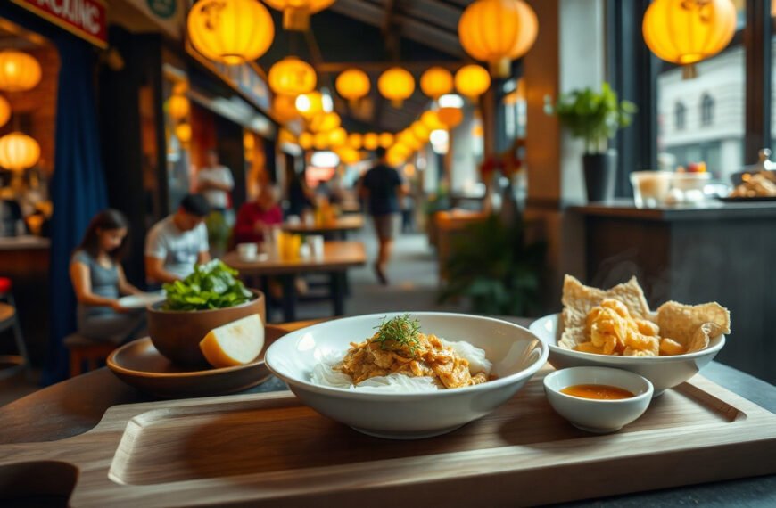 중랑구 달빛야장 - night market street food alley in Seoul with warm lanterns and food stalls, Jungnang moonlight night market concept, wide shot without people close-up