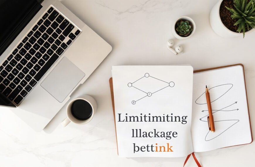 백링크 전략 - flat lay of laptop showing link network diagram on white desk, backlink strategy concept with notebook and coffee