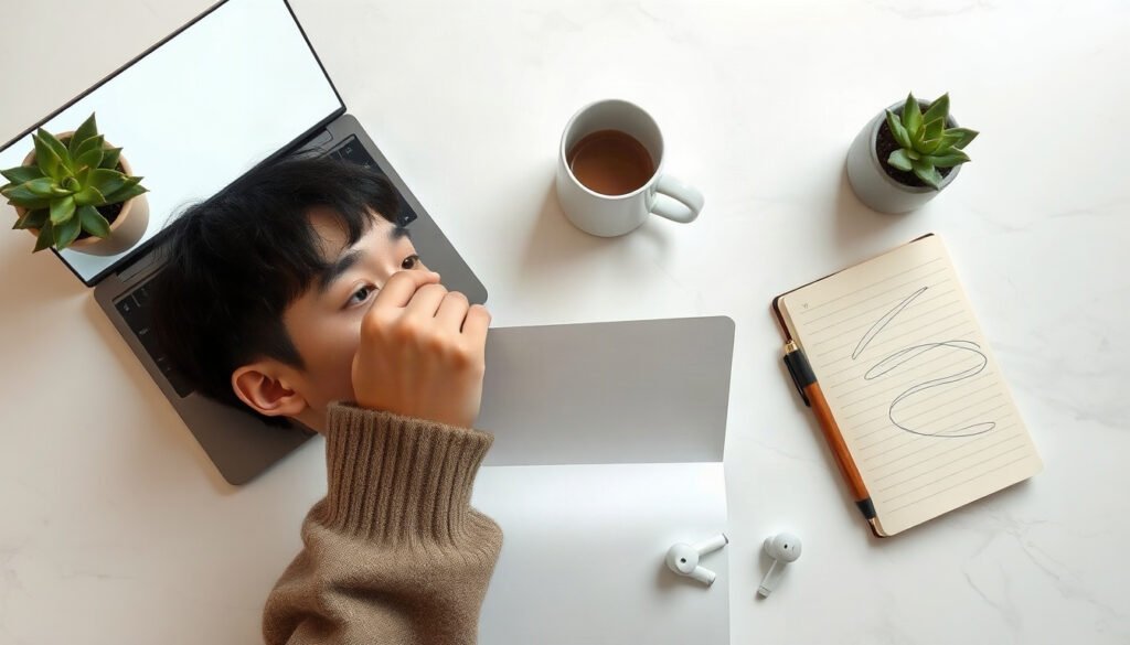 만원 넣으면 - Korean young man upper body shot with face visible, putting money into savings jar on desk, natural hands, monthly savings and government matching concept