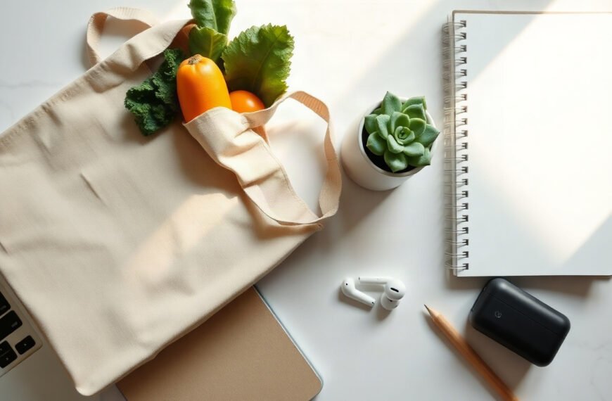 할인받고 돌려받고 - flat lay of Korean traditional market shopping bag with fresh vegetables and smartphone showing mobile payment app, discount and cashback concept, overhead view