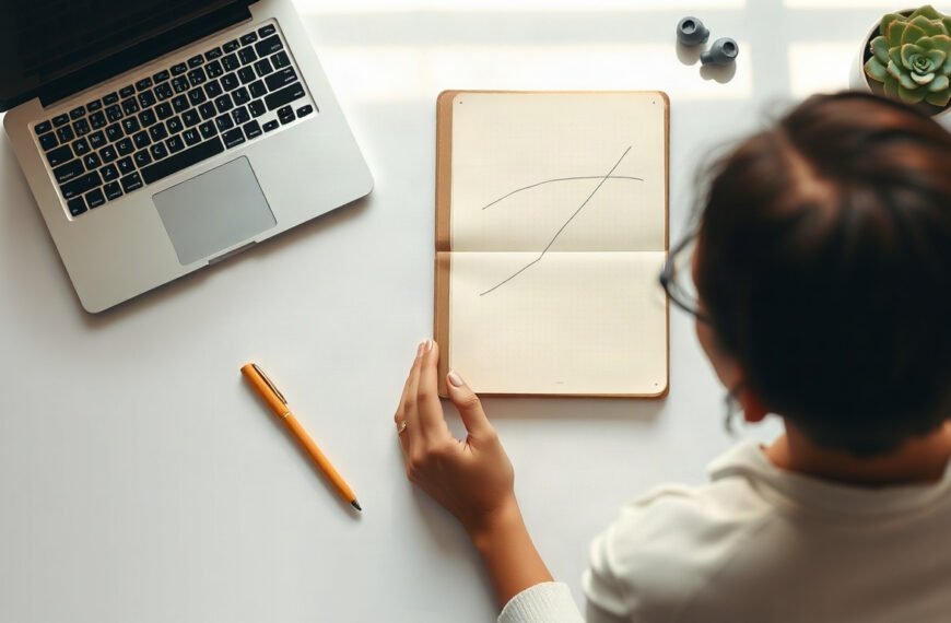 일을 대신하면 - Korean office worker upper body shot with face visible, learning AI skills on laptop at home desk, natural hands, concept of when AI does the work