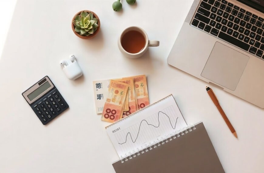 미래기금 청년계정에 - flat lay of Korean won banknotes, calculator and budget documents on white desk, future fund youth account budget concept
