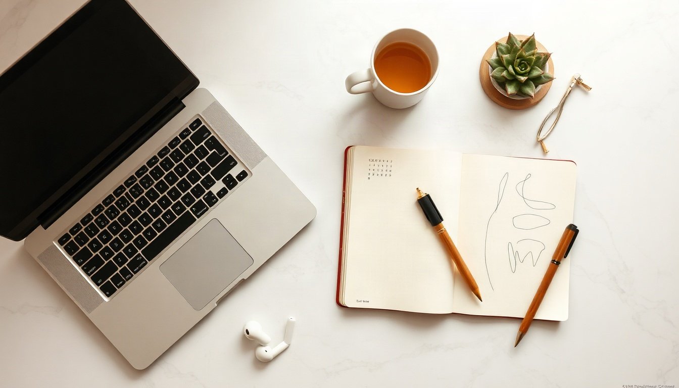 코파일럿 - Korean office worker upper body shot with face visible, using Copilot AI on laptop in bright modern office, natural hands