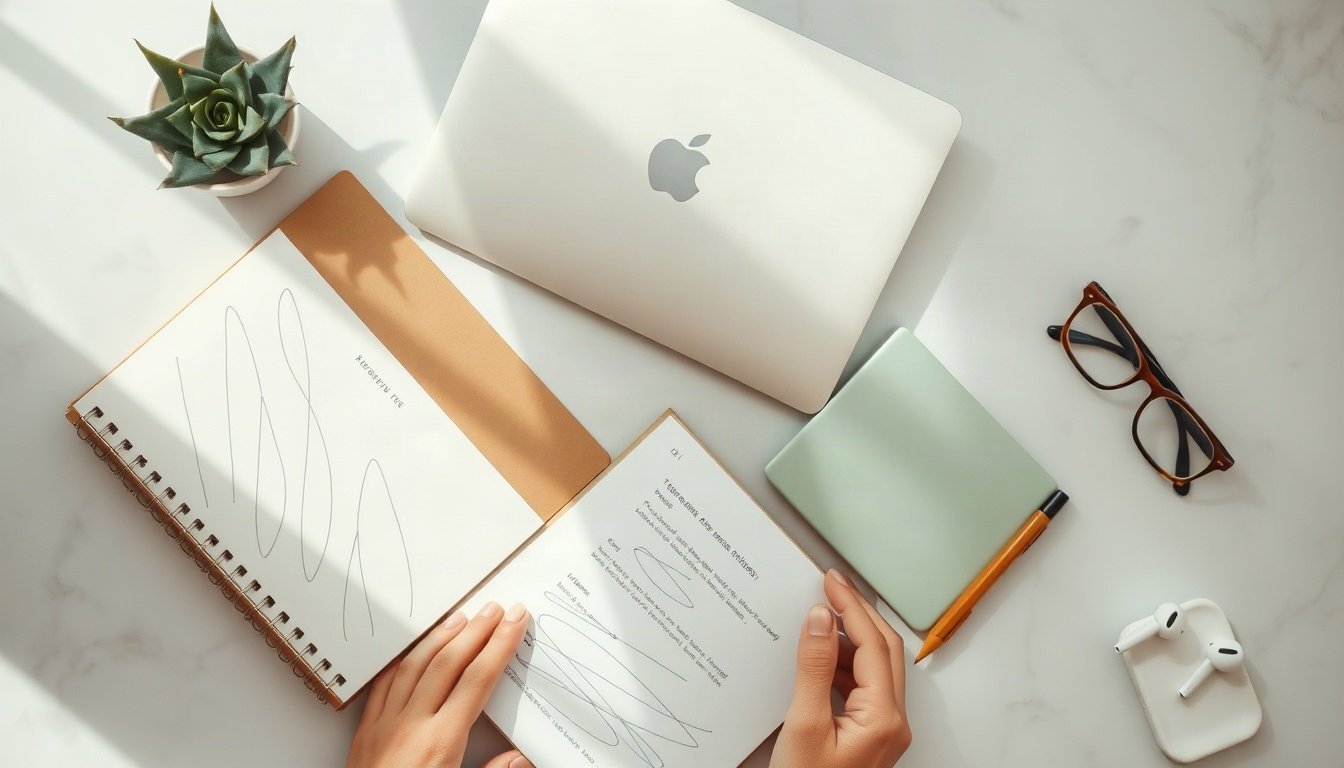 페이스북 광고 - Korean female freelancer upper body shot with face visible, smiling while reviewing facebook ads performance charts on tablet in bright home office, natural hands