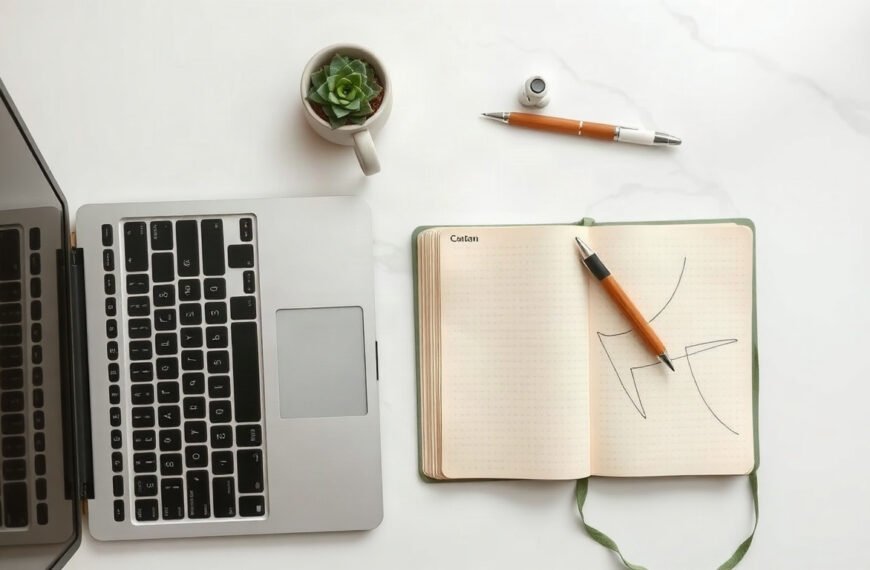 프롬프트 엔지니어링 - Korean office worker upper body shot with face visible, writing prompt engineering instructions on laptop at bright desk, natural hands