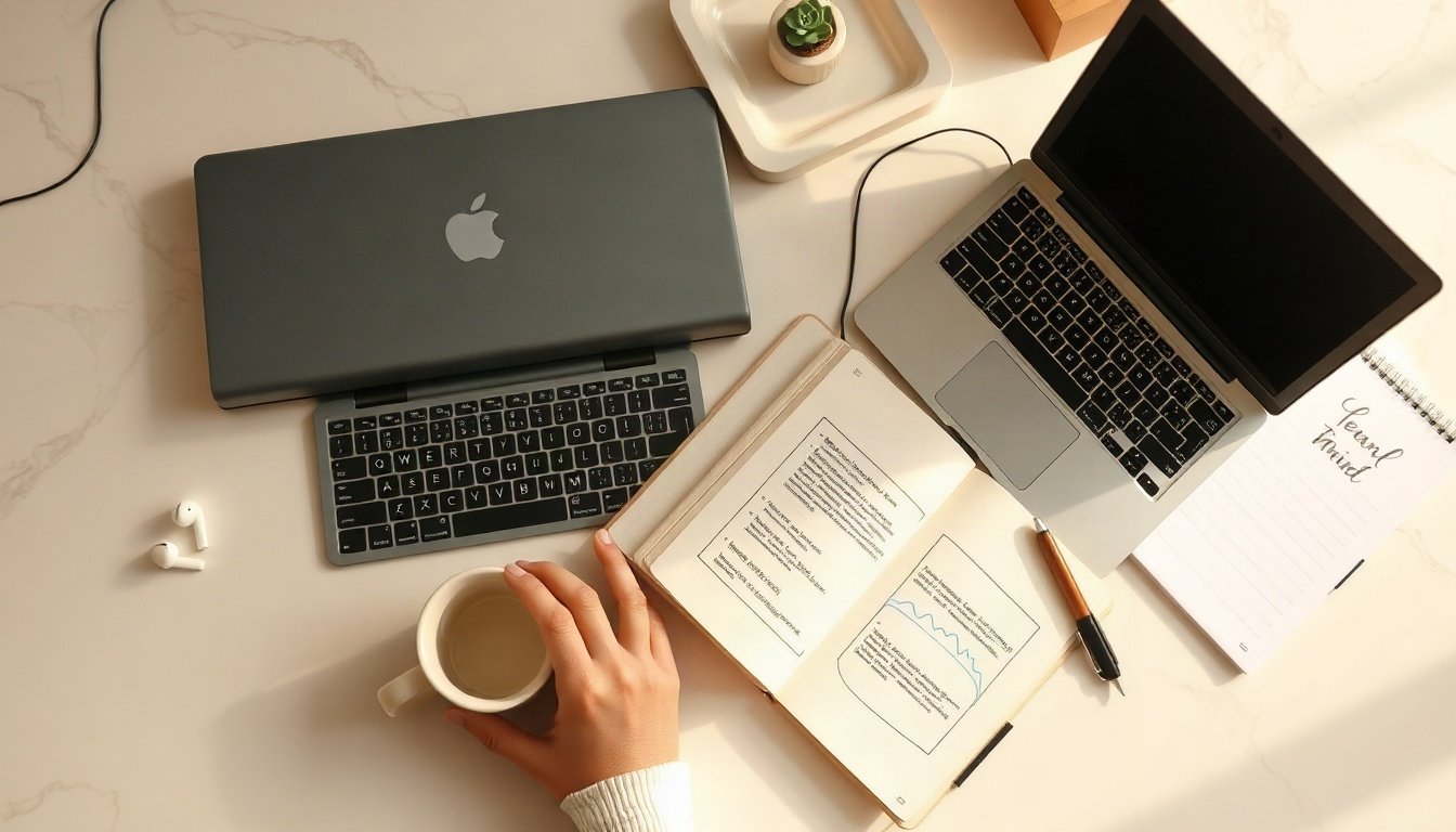 금리 전망 - Korean office worker upper body shot with face visible, reviewing loan documents and interest rate outlook chart on laptop at home desk, natural hands