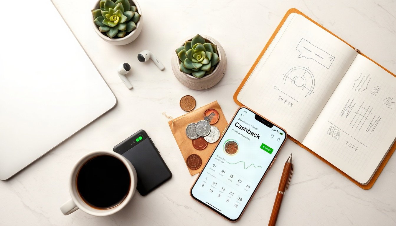 온통대전 대전 - flat lay of Korean won coins, receipt and smartphone showing cashback chart, Ontong Daejeon local currency savings concept, overhead view